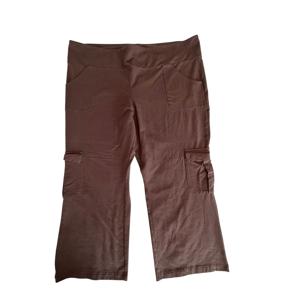 Women with Control Brown Cargo Pants Wide Leg Petite 3XP Renee Greenstein